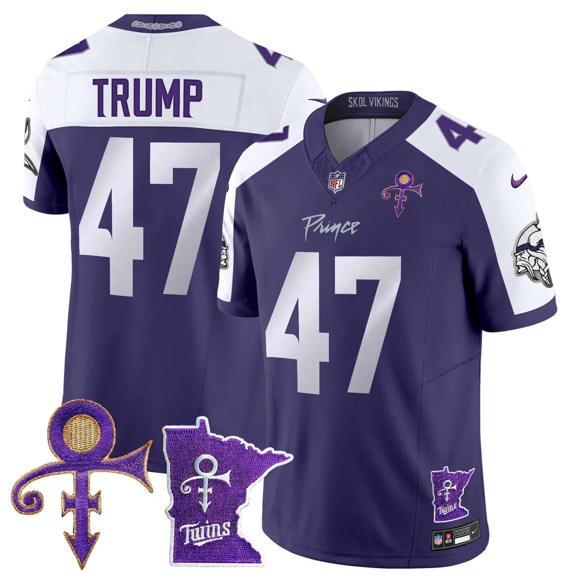 Men Minnesota Vikings #47 Trump Purple 2024 Nike Prince Vapor Limited NFL Jersey